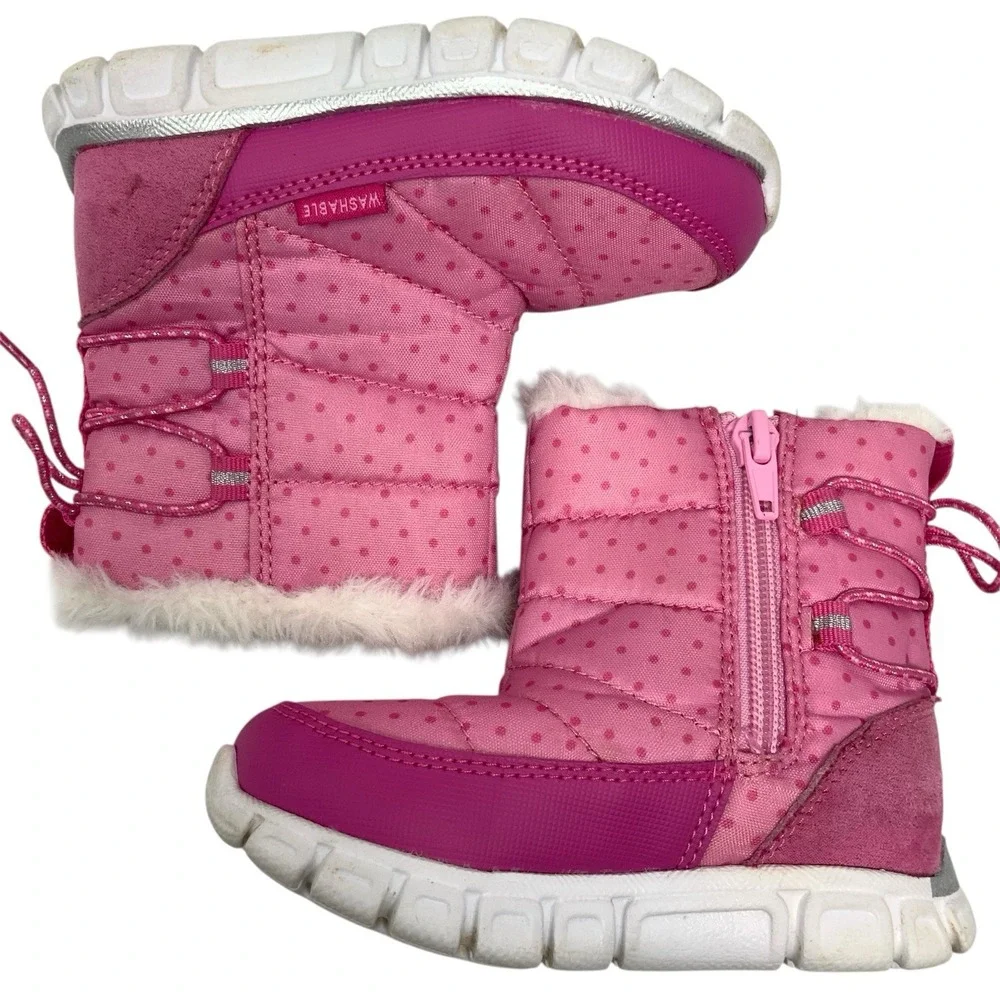Surprize by Stride Rite Toddler Size 7 Girls Renza Winter Boots Pink‎ Polka Dot